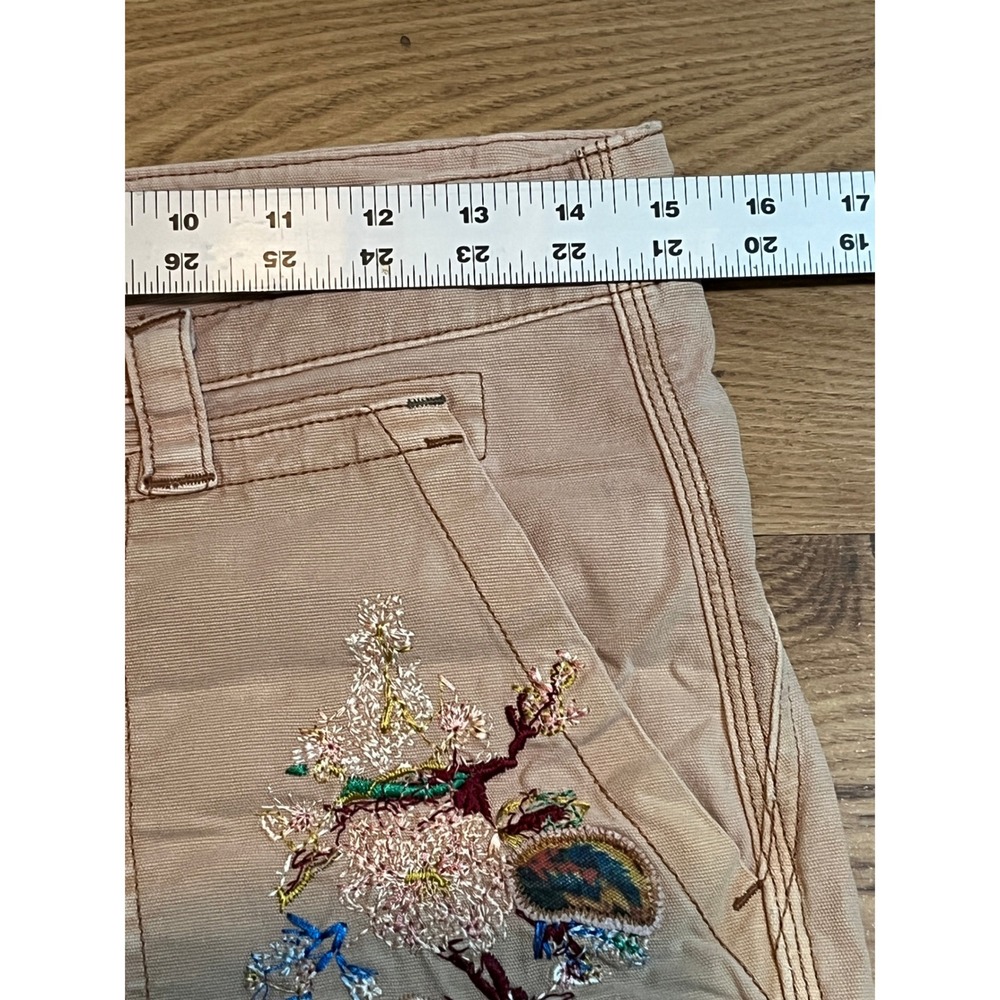 Anthropologie The Wanderer Pants Women 26 Tan Floral Embroidered Utility Boho - Picture 12 of 14